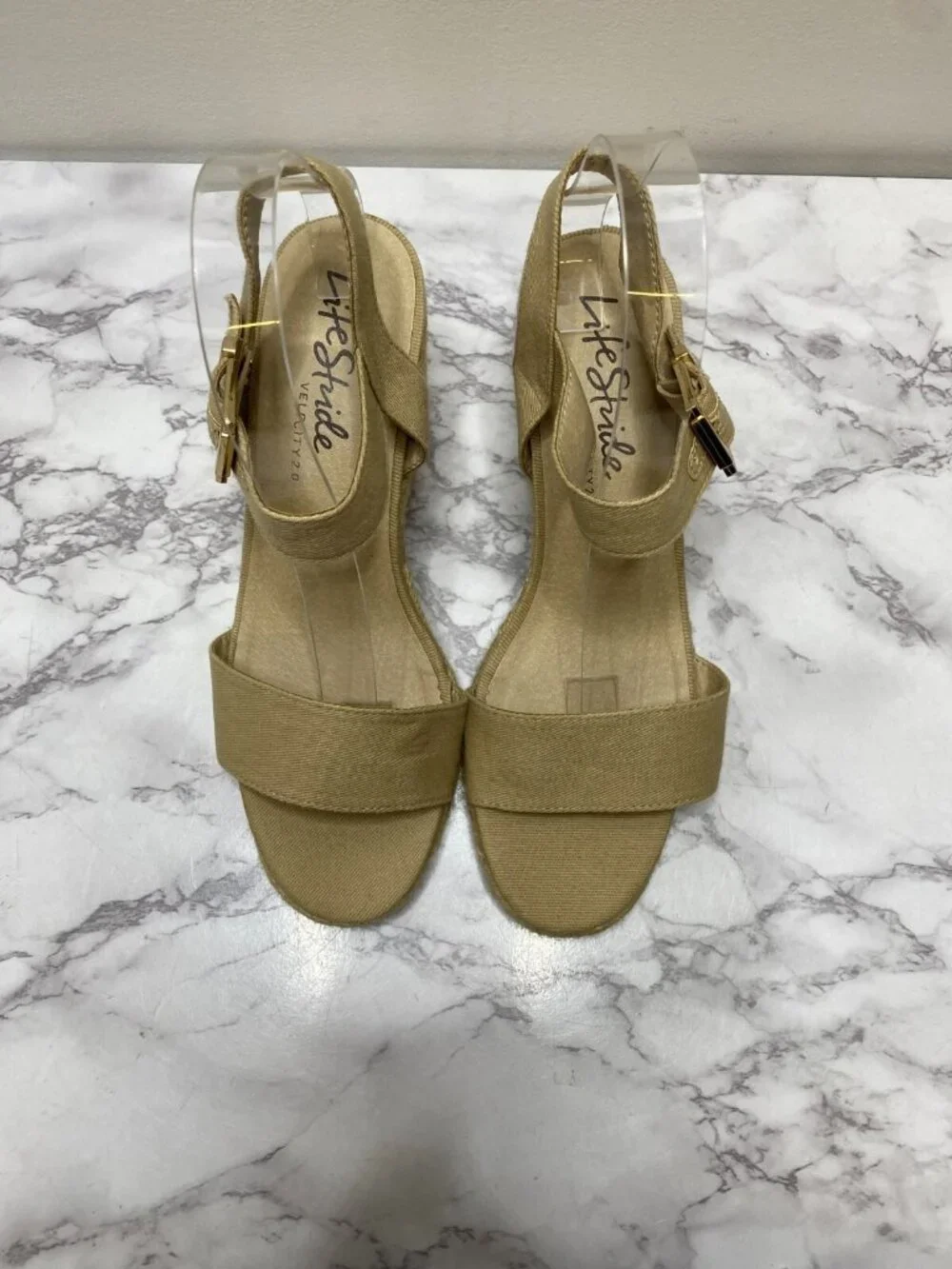 Life Stride Women's tango 2 Nude Espadrille Wedge Sz 9M